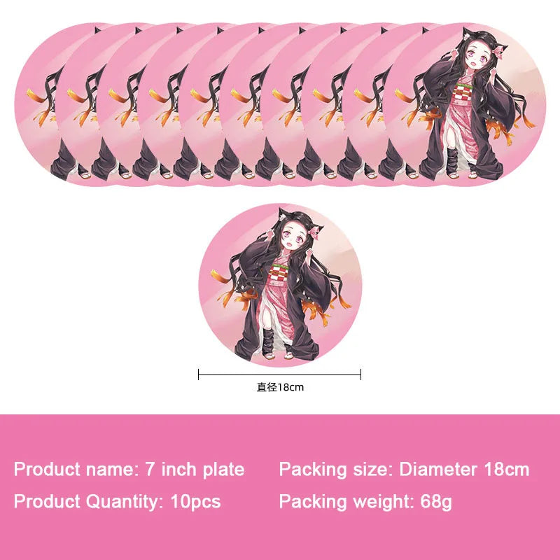 Anime Demon Slayer Kamado Nezuko themed party decoration paper cups plates tissues  baby showers balloons girls birthday gifts