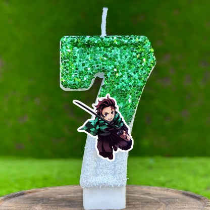 Demon Slayer Tanjirou Digital Candle Number 0-9 Kids Birthday Cake Decoration Supplies Cartoon Anime Party Accessories Supplies