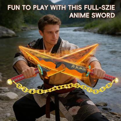 Demon Slayer Tengen Uzui Nichirin Swords Building Blocks Dual Blades with Chain Stand DIY Collectible Toy Gift for Anime Fans