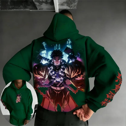Demon Slayer Men's Hoodie Sweatshirt Gyomei Himejima Anime Spring Autumn Winter Boy Harajuku Long-sleeved Parent-child Outfit