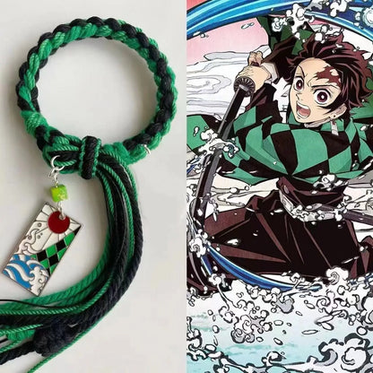 Demon Slayer Bracelet Tanjiro Shinobu Tokito Anime Rope Wristband Cosplay Manga Jewelry Gift for Fans Adults