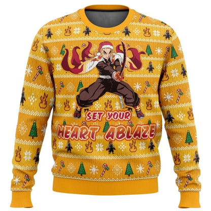 Demon Slayers Winter Christmas Series Blade Round Neck Hoodie Printed Imitation Sweater Knitted Daily Necessities
