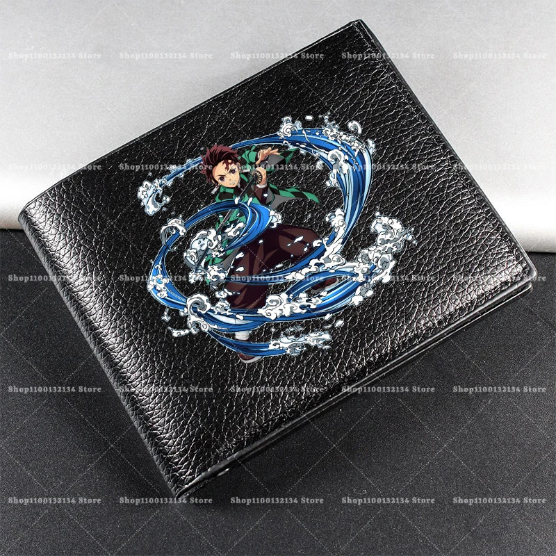 Demon Slayer Man Wallet Anime Print Short Wallets Portable Card Pack Fashion Zipper Coin Purse Adult Card Holder Male Money Bag
