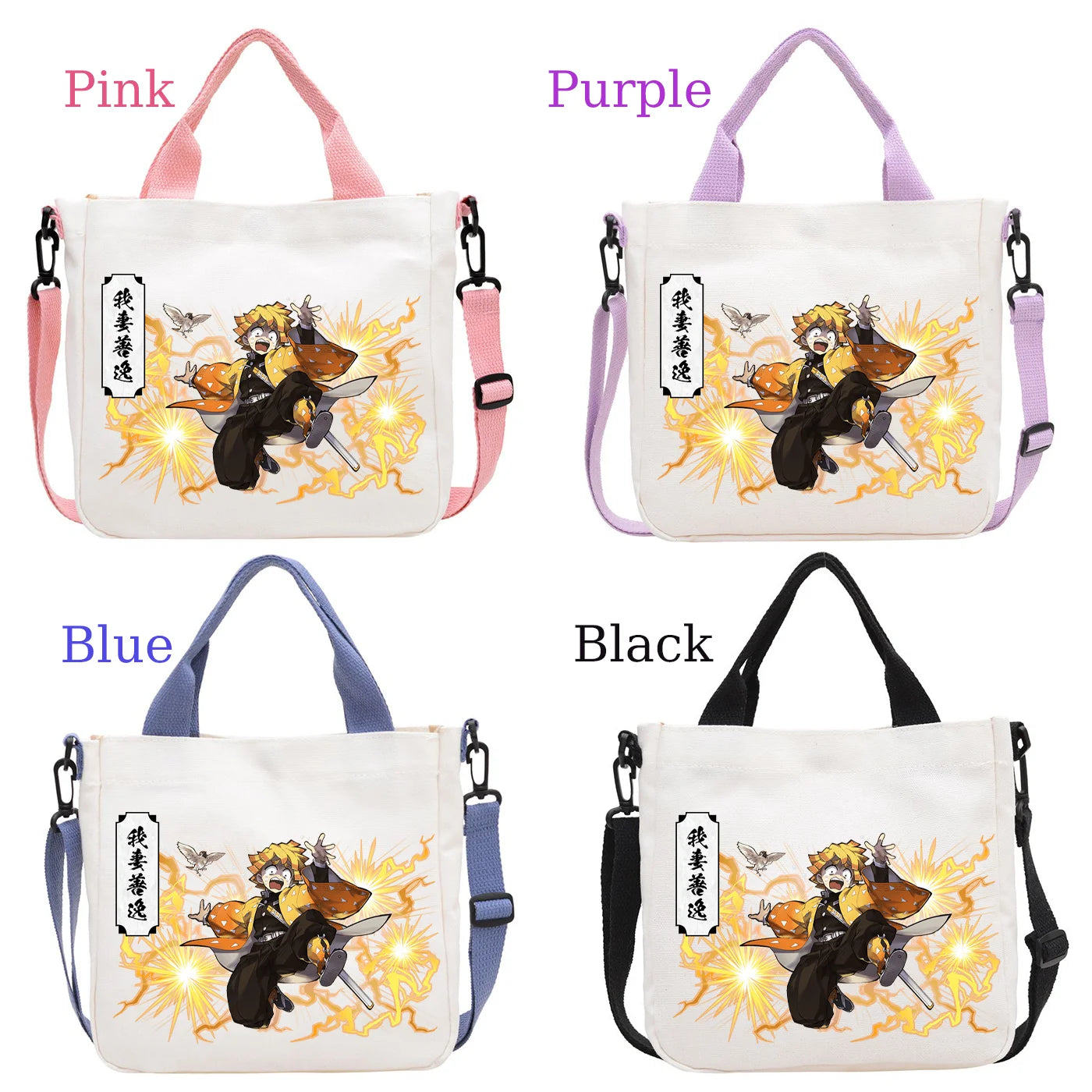 Demon Slayer Kamado Nezuko Tanjirou Anime Cartoon Crossbody Bag Commuting Shoulder Bag Canvas Tote Bags Handbag Birthday Gift
