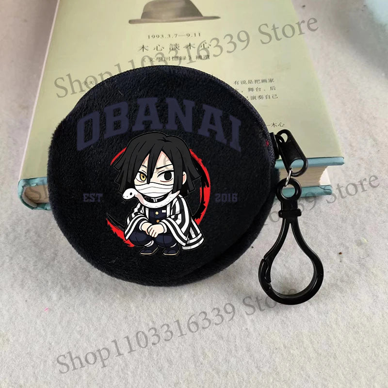 Demon Slayer Coin Purse Anime Figure Tanjiro Nezuko  Giyu Tomioka Wallet Key Earphones Storage Pouch Cute Round Mini Zero Wallet