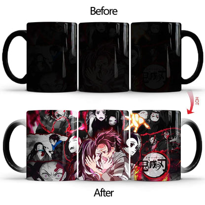 Demon Slayer Discoloration Mug Kimetsu No Yaiba Color Changing Cup Anime Ceramic Coffee Cup Heat Sensitive Milk Tea Mugs Novelty