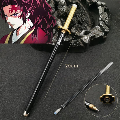 New 17 Styles Japan Anime Demon Slayer Model Gel Pen 0.5mm Black Refill Cosplay Prop Kid Student Gift SlayerWeapon Sword