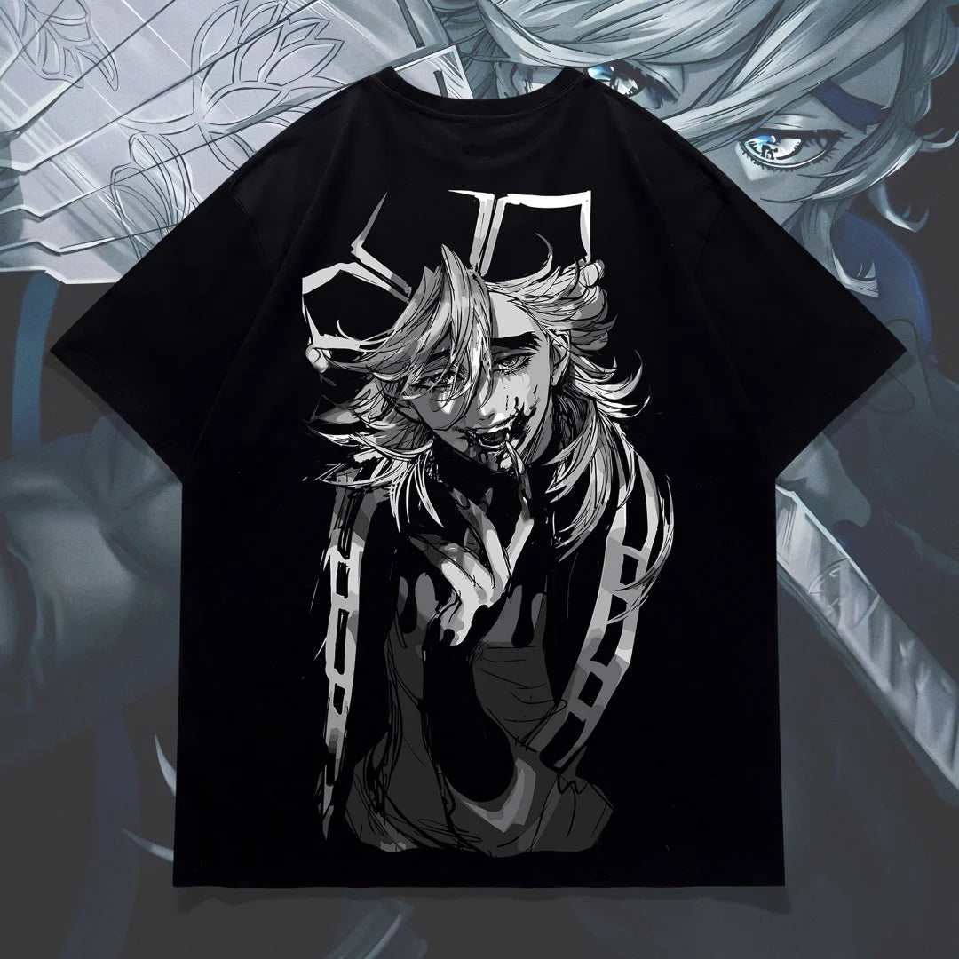 2026 Hot Demon Slayer Douma Anime T-shirt Men Summer Casual Oversized Streetwear Black Graphic Tee Short Sleeve High-quality Top