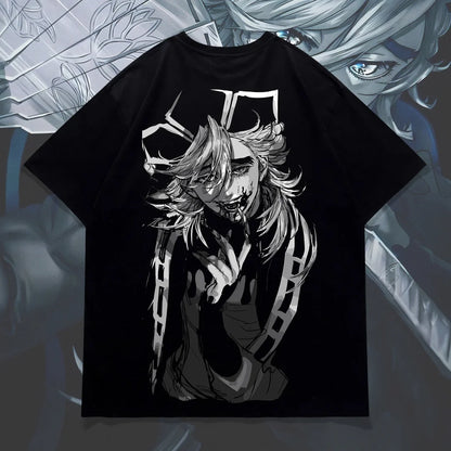 2026 Hot Demon Slayer Douma Anime T-shirt Men Summer Casual Oversized Streetwear Black Graphic Tee Short Sleeve High-quality Top