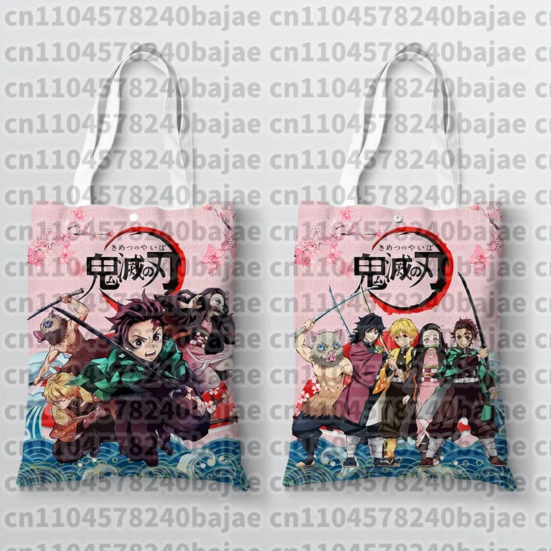 Canvas Bags Handbag For Women Shopper Cute Cartoon Figure Kochou Shinob Printing Tote Bag Japanese Style Cartoon Small Shoulder
