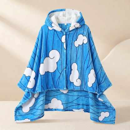 Demon Slayer Blanket Kimetsu No Yaiba Tanjirou Shinobu Pajamas Nezuko Cosplay Cloak Flannel Anime Hoodie Blanket Comfy Homewear