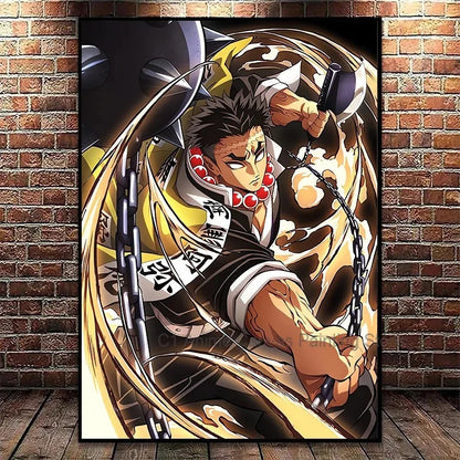 Japanese Anime Demon Slayer Wall Art Poster Nezuko and Tanjiro Home Decor Prints Living Room Bedroom Canvas Painting Mural Gifts