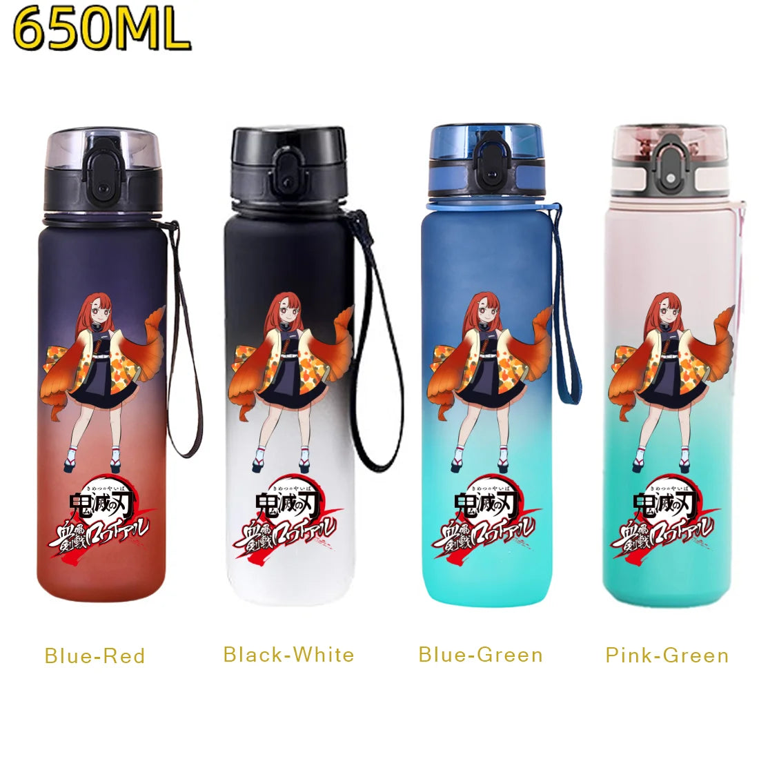 650ML Demon Slayer Kamado Tanjirou Rengoku Kyoujurou Portable Sports Water Bottle Leak Proof Outdoor Travel Sports Fitness Jugs