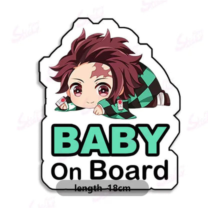 demon slayer   Anime Nezuko Car Reflective Phone Stickers - Wholesale of Safety Deceleration Car Stickers   12x14cm