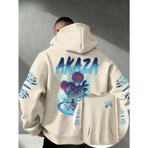 American Street Y2K "Demon Slayer" Themed Printed Men's Hoodie Anime Suitable for Both Men and Women Casual Sportswear