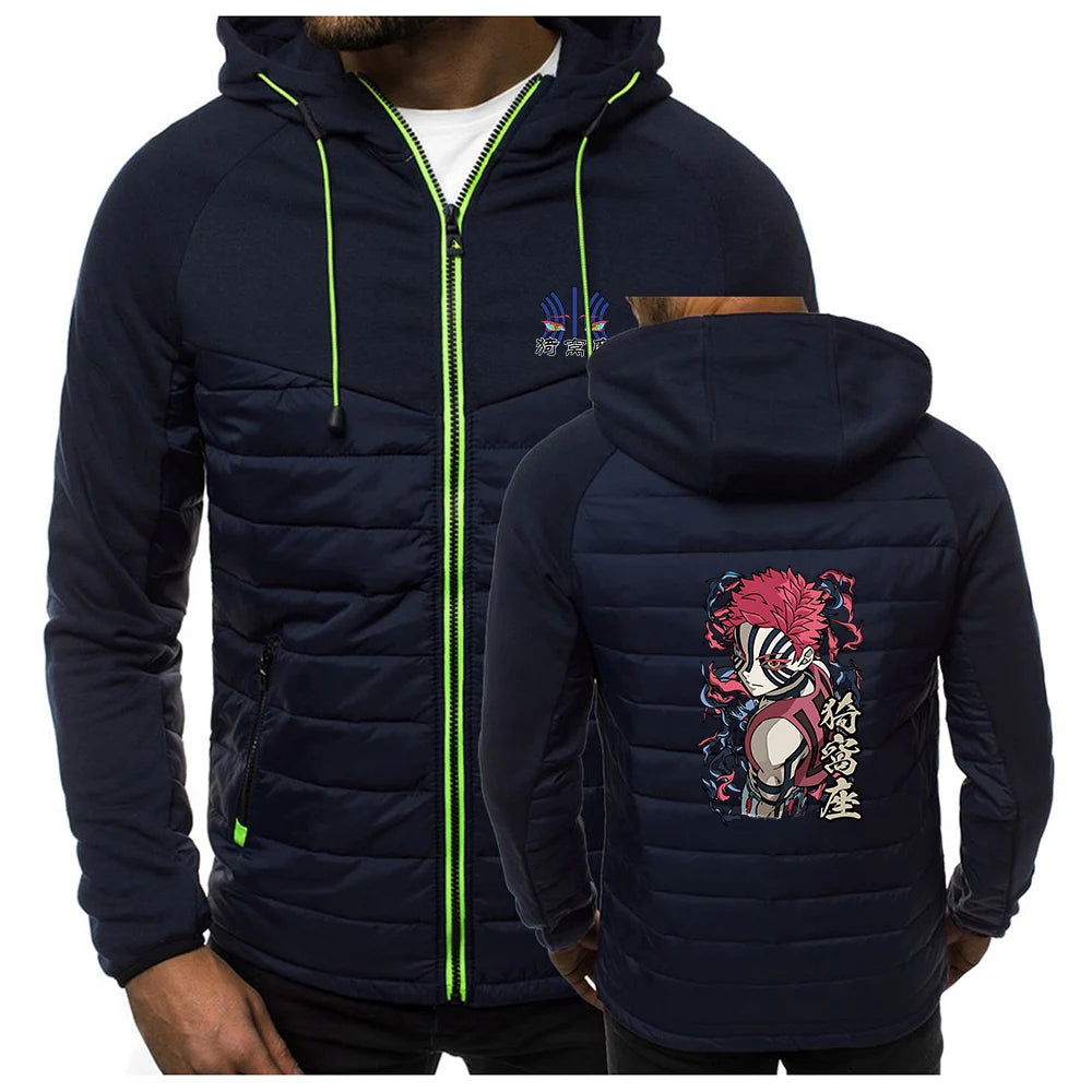 Men's Akaza Logo Print 2026 High Street Jacket Demon Slayer Spring And Autumn Constant Temperature Comfortable Hooded Coat
