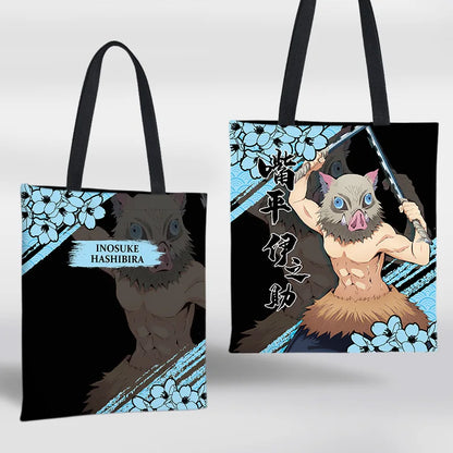 Demon Slayer Mini Shoulder Bag Tanjirou Nezuko Tote Bag Anime Canvas Backpack for Travel Hand-Painted Tote Bag Simple Style Gift