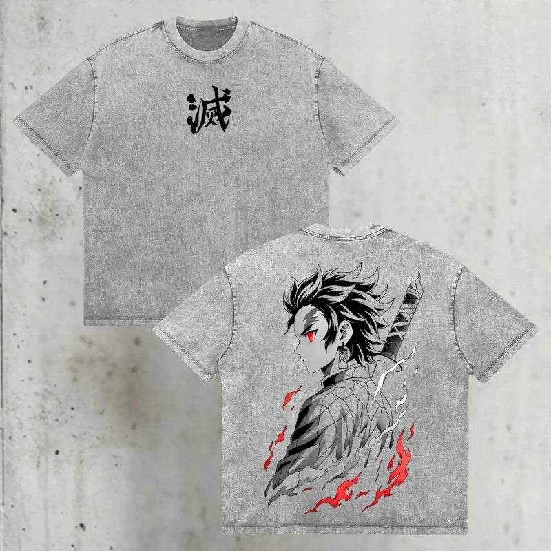 Tanjiro Kamada Demon Slayer Anime T Shirt - Vintage OverSized Graphic Tee.