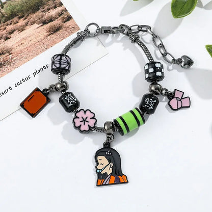 Fashion Hot Sale Japanese Anime Demon Slayer Kimetsu no Yaiba Tanjiro Nezuko Pendant Charm Bracelet Pandora Style Bracelet