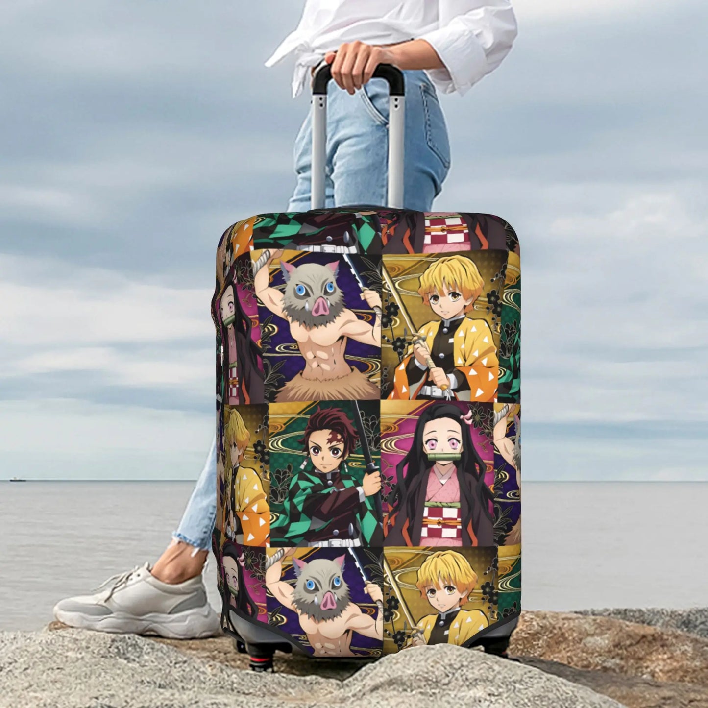 Manga Demon Slayer Luggage Cover Elastic Kimetsu No Yaiba Travel Suitcase Protective Covers Suit For 18-32 inch