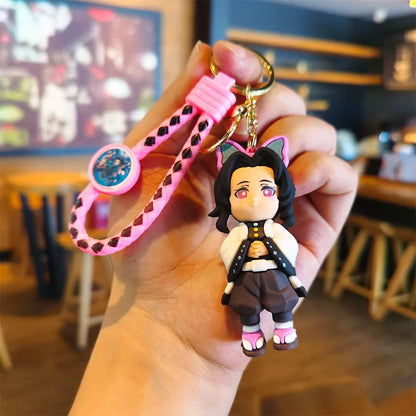 41 Styles Demon Slayer Kimetsu No Yaiba Blade of Ghost Keychain Cute Characters Bag Decor Car Key Chain Ring Fans Gift