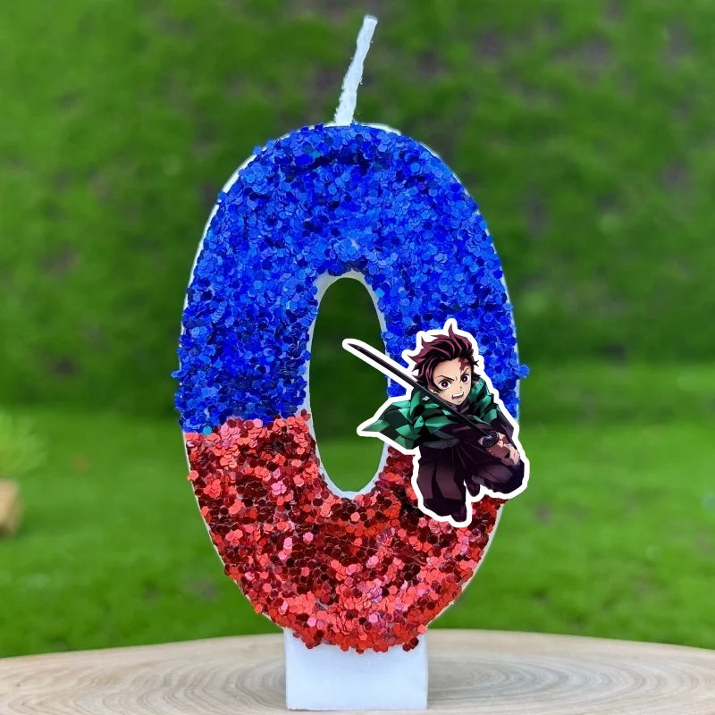 Demon Slayer Tanjirou Digital Candle Number 0-9 Kids Birthday Cake Decoration Supplies Cartoon Anime Party Accessories Supplies