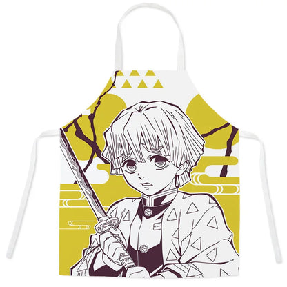 New Demon Slayer Apron Anime Cartoon Nezuko Tanjiro Linen Sleeveless Apron Kitchen Home Waist Studio Baking Studio Apron Gift