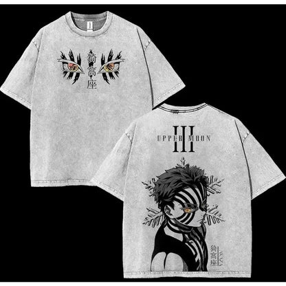 Anime Demon Slayer Retro Double Sided Washed Men's Super Large T-shirt Spring/Summer New Style Suitable for Both Men and Women