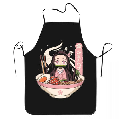 Nezuko Ramen Fan Art Demon Slayer Aprons Chef Cooking Cuisine Tablier Waterproof Bib Kitchen Cleaning Pinafore