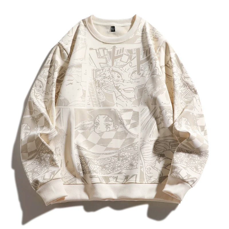 Demon Killer Hoodie Japanese Anime Plus Size 6XL 7XL 8XL Men's and Women's Round Neck Harajuku Casual Long-sleeved T-shirt
