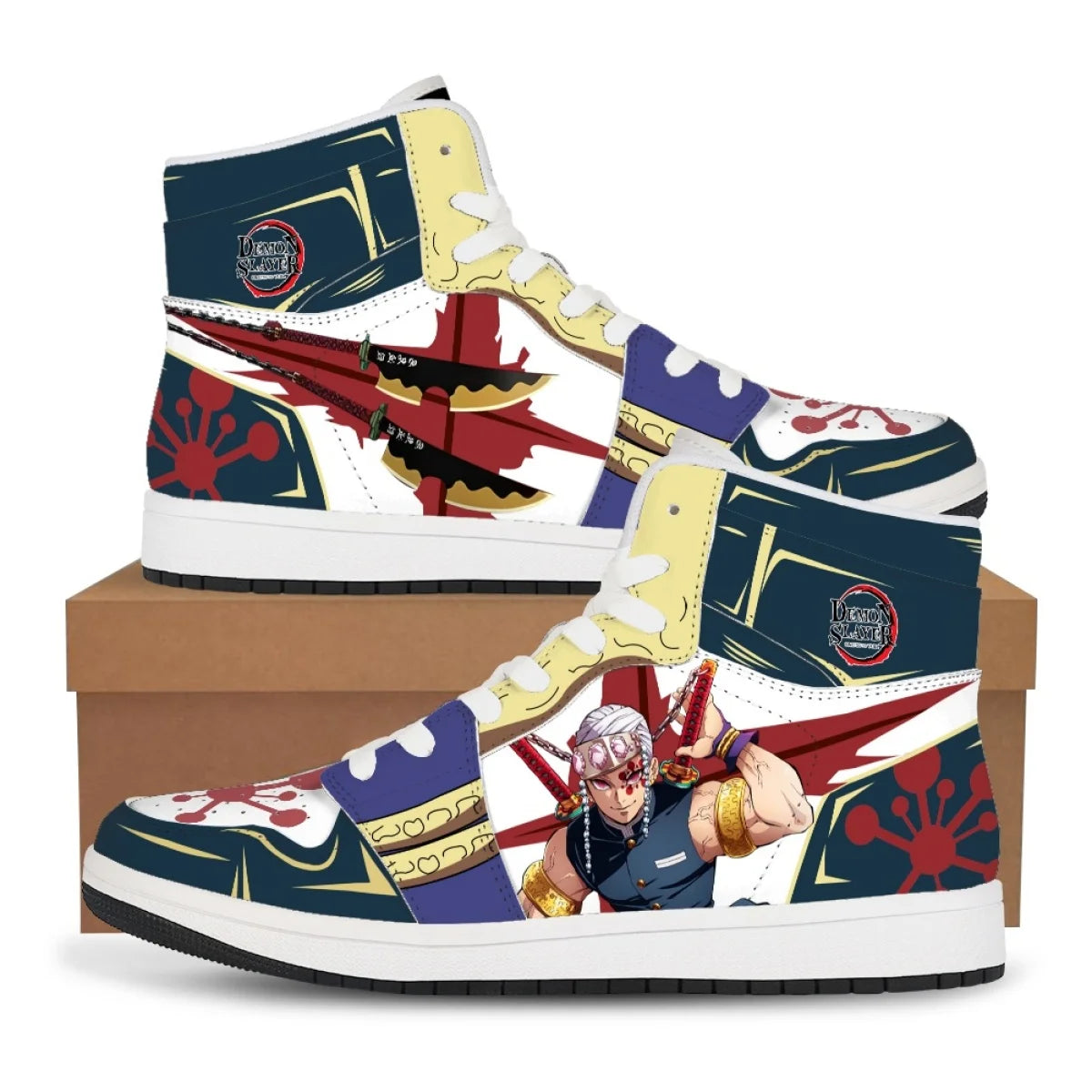 Anime Demon Slayer Sneakers Kochou Shinobu High-Top Sports Shoes Couples Cartoon Board Shoes Student Leisure Shoes Festival Gift