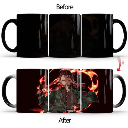 Demon Slayer Discoloration Mug Kimetsu No Yaiba Color Changing Cup Anime Ceramic Coffee Cup Heat Sensitive Milk Tea Mugs Novelty