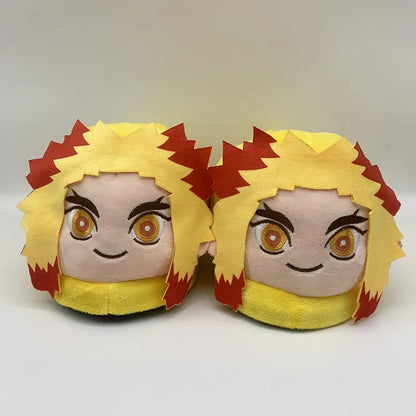 Anime Demon Slayer Plush Slippers Kamado Nezuko Cute Cotton Floor Slippers Tanjirou Rengoku Kyoujurou Nonslip Home Shoes Gifts
