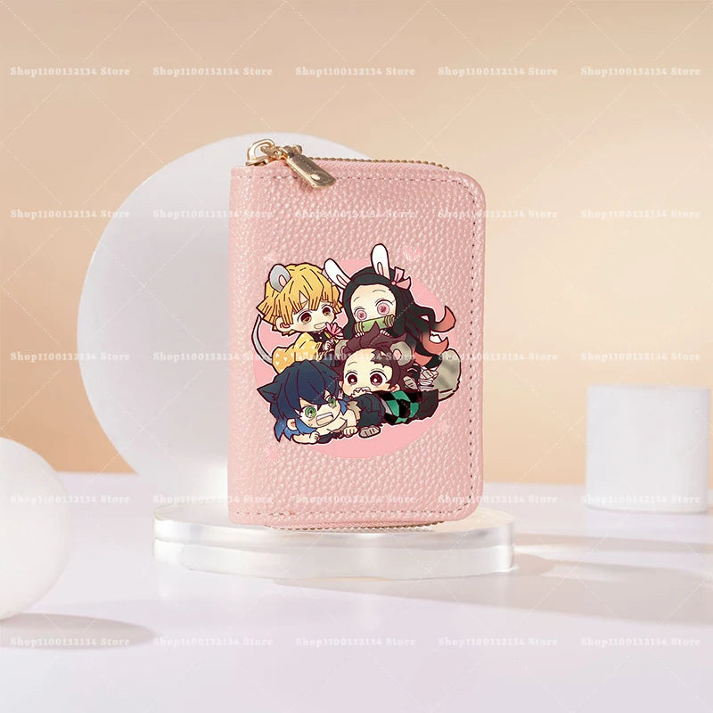 New Demon Slayer Wallet Woman Man Fashion Zipper Wallet Anime Cartoon Coin Purse Man Card Holder Fashion Money Bag Birthday Gift