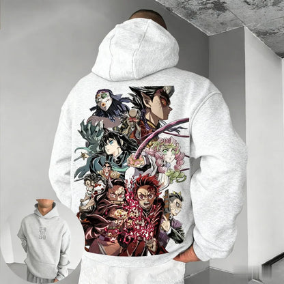 Demon Slayer Muichiro Tokito Large Size Fleece Hoodie Loose New Autumn Winter Men's and Women's Parent-Child Versatile Jacket