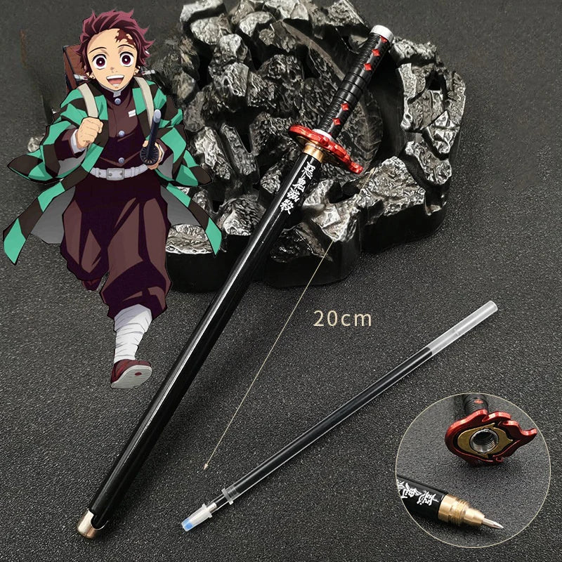 New 17 Styles Japan Anime Demon Slayer Model Gel Pen 0.5mm Black Refill Cosplay Prop Kid Student Gift SlayerWeapon Sword