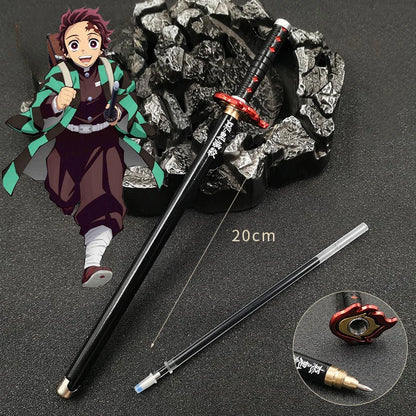 New 17 Styles Japan Anime Demon Slayer Model Gel Pen 0.5mm Black Refill Cosplay Prop Kid Student Gift SlayerWeapon Sword