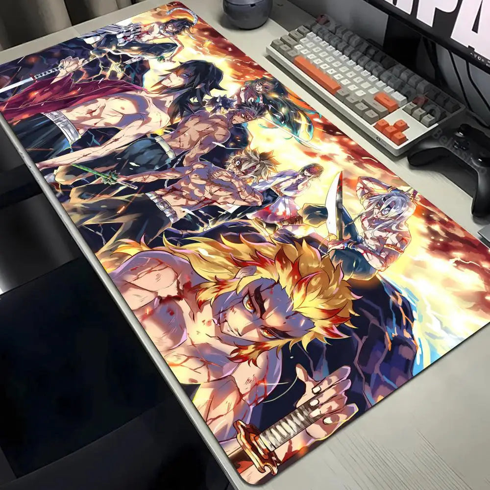 Computer Table Mat Keyboard Desk Pads Anime Mouse Pad K_Kimetsu No Yaibas Mausepad 900x400 Rubber Mouse Mats Demon Slayers Xxl