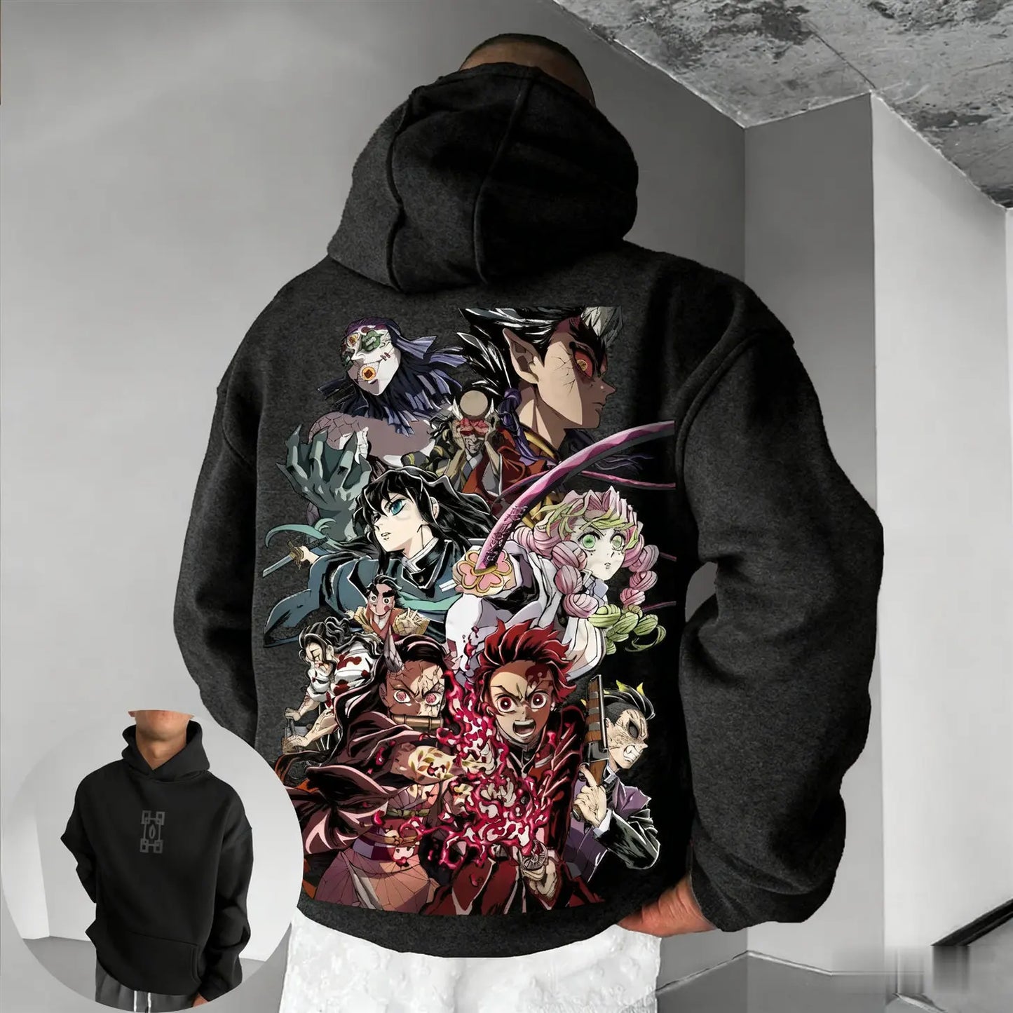 Demon Slayer Muichiro Tokito Large Size Fleece Hoodie Loose New Autumn Winter Men's and Women's Parent-Child Versatile Jacket
