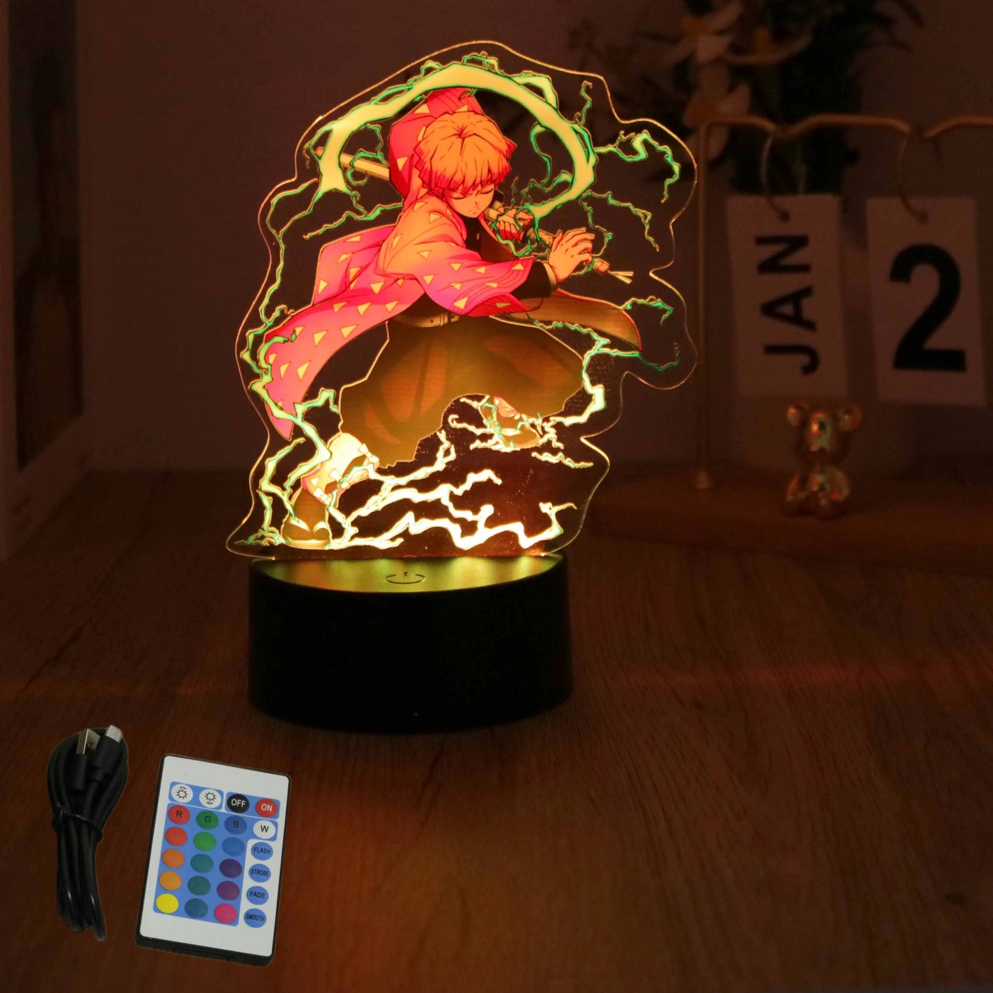 Anime Figures Lamp Tanjirou Nezuko Zenitsu Led Night Light Remote Control Smart Touch Lamps Room Decor Birthday Christmas Gift