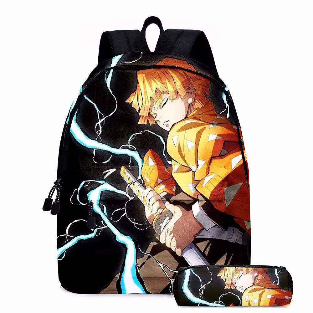 Anime Demon Slayer Series Tanjirou Nezuko Zenitsu Kochou Shinobu Backpack School Bag School Bag Student Pen Case Set Cute Gift