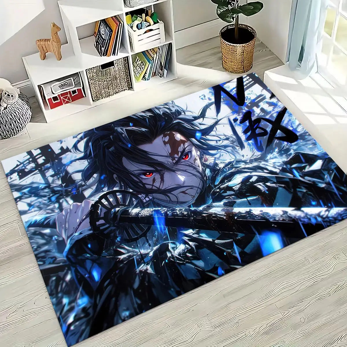 Anime Demon S-Slayer Kamado Nezuko Tanjirou Cartoon Rug for Bedroom Living Room Sofa Home Doormat Decor,Kids Non-slip Floor Mat