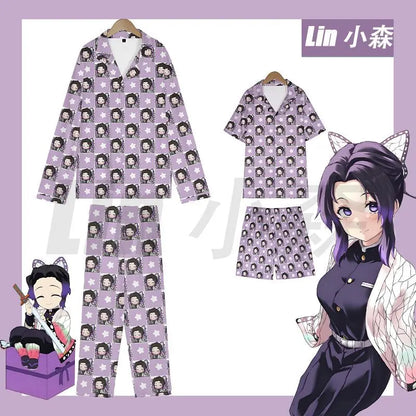 Anime Cosplay Homewear Demon Slayer Agatsuma Zenitsu Cute Pajama Set Demon Girl Pink Pattern Nightwear Loungewear Holiday Gift