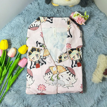 Cute Demon Slayer Pajama Set Spring Autumn Kamado Tanjirou Lolita Girl Pajamas Long Sleeves Student Cosplay Loungewear Set Gift