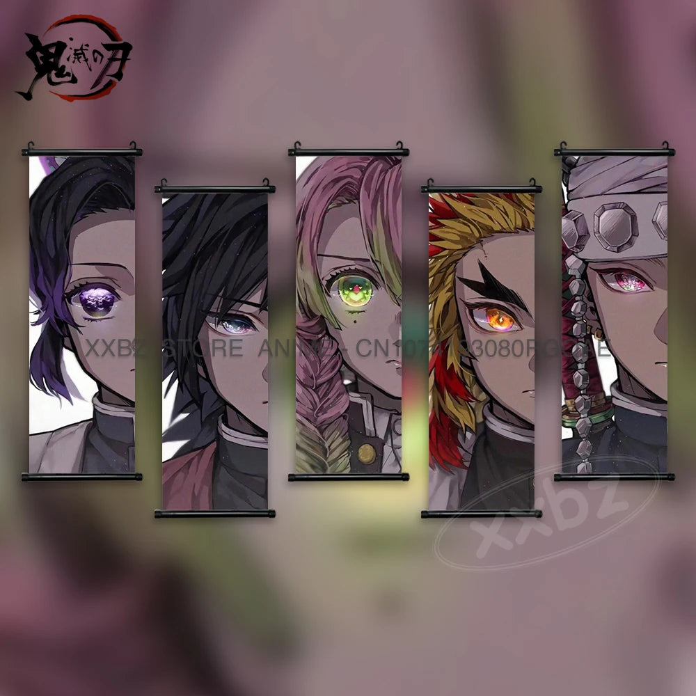 Demon Slayer Scroll Pictures Anime Poster Kochou Shinobu Home Decor Prints Wall Art Canvas Hanging Painting For Living Room Gift