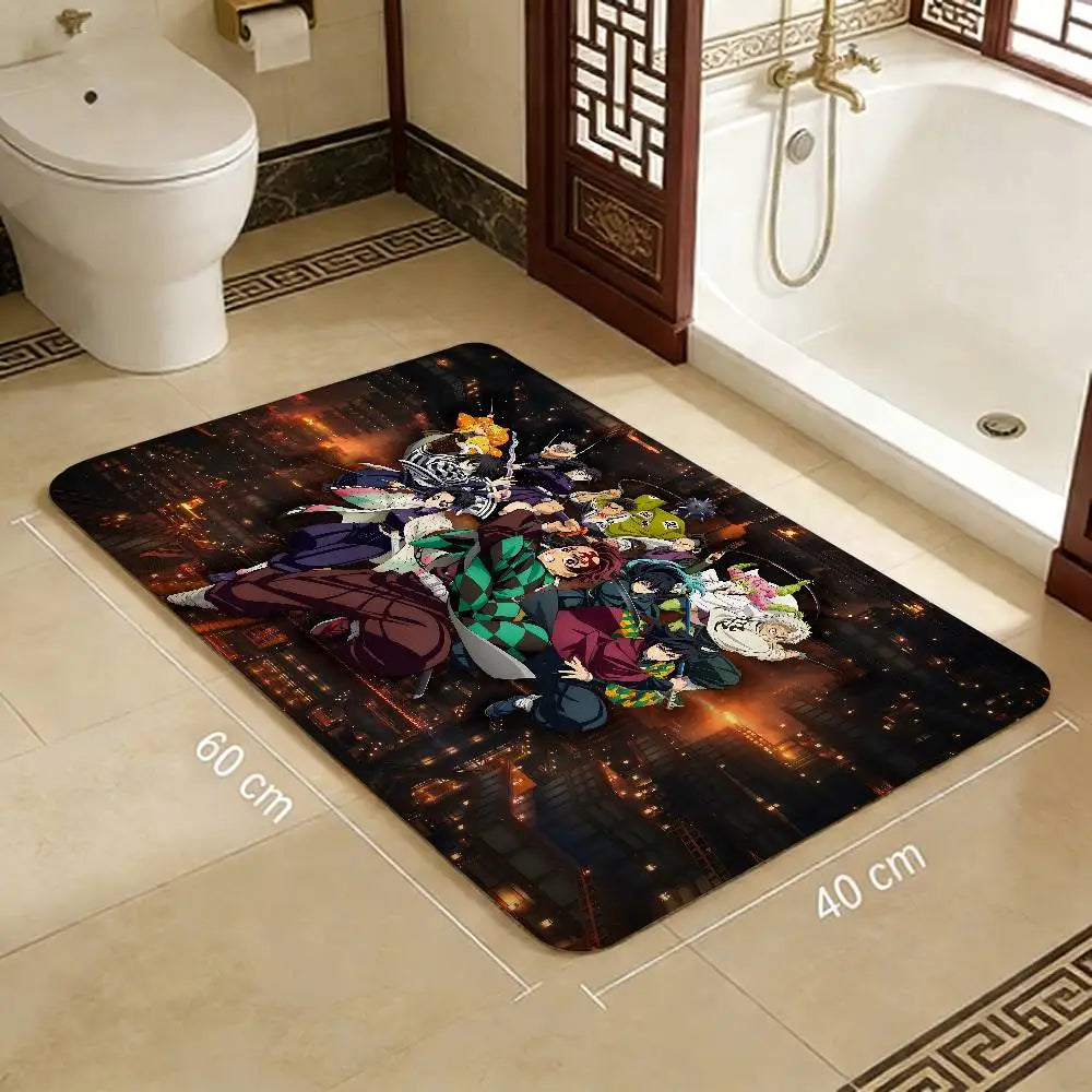 Anime Demon Slayer Bathroom Mat Kids Room Bedroom Decoration Balcony Anti-Slip Doormat Living Room Welcome Rug