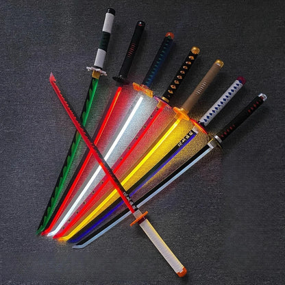 31/40inch Glow Demon Slayer Katana Luminous Sword LED Light Kyoujurou Anime Cosplay Prop Real Japanese Katana Samurai Lightsabre