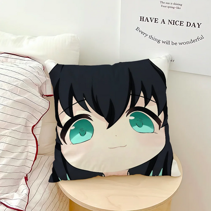 anime manga art chibi D-DemonS S-SlayerS cushion cover soft Pillow Case for Sofa Living Room Home office Decor Protective Covers