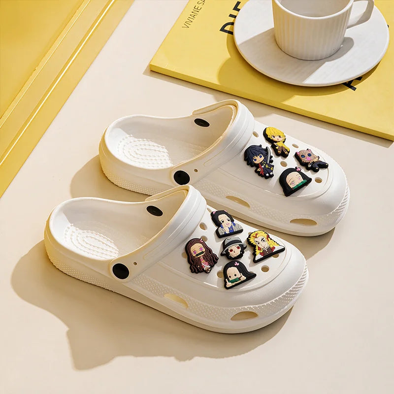 Demon Slayer Anime Shoe White Soft EVA Breathable Hole Shoes Non-slip Indoor Outdoor Beach Casual Slippers Unisex Daily Footwear