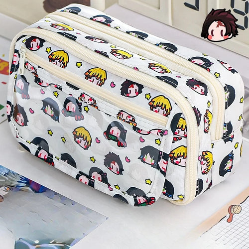 Demon Slayer Anime Kawaii Stationery Holder Bag Pen Case Students School Supplies Cartoon Cute Simple Style Stationery Box